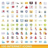 100 Internet-Icons gesetzt, Cartoon-Stil vektor