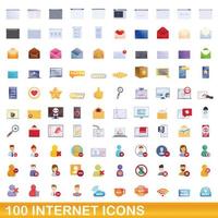 100 Internet-Icons gesetzt, Cartoon-Stil vektor