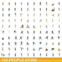 100 Personen Icons Set, Cartoon-Stil vektor