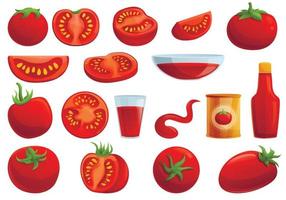 Tomaten-Icons Set, Cartoon-Stil vektor