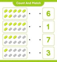 Zähle und kombiniere, zähle die Anzahl der Tennisbälle und vergleiche sie mit den richtigen Zahlen. pädagogisches kinderspiel, druckbares arbeitsblatt, vektorillustration vektor
