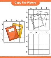 kopiera bilden, kopiera bilden av boken med hjälp av rutnätslinjer. pedagogiskt barnspel, utskrivbart kalkylblad, vektorillustration vektor