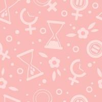 Nahtloses Vektormuster mit rosa weiblichem Geschlechtssymbol. medizinisches symbol mit blutstropfen, sanduhr und pause. Konzept der Menstruation, Schwangerschaft oder Menopause. vektorillustration im flachen stil vektor