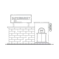 Umriss Supermarkt auf isoliertem Hintergrund, Vektorillustration. vektor