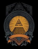 Illustration illuminati Pyramide mit Gravurstil vektor