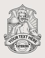 illustration kock catering vintage logotyp vektor