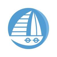 Segelschiff-Symbol im Kreis Schaltflächenillustration vektor