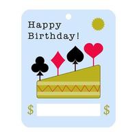 feier leer mit alles gute zum geburtstag zitat. geldpostkartenmodell mit platz für geld. grußkarte mit spielkartenillustration, lustiges design. Vektor