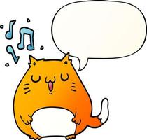 Cartoon-Katze singt und Sprechblase in glattem Farbverlauf vektor