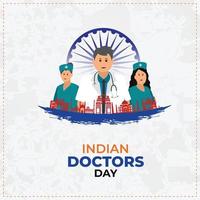 Nationaler Ärztetag in Indien. männliches und weibliches Ärzteteam, Vektorillustration. vektor