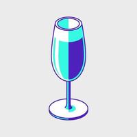 Champagnerflöte Glas isometrische Vektor-Symbol-Illustration vektor