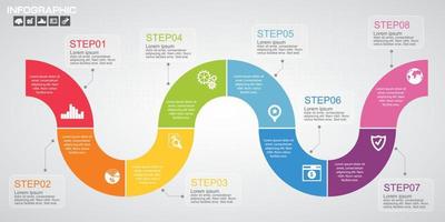 tidslinje infographics formgivningsmall med alternativ, processdiagram, vektor eps10 illustration