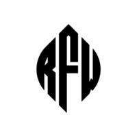 rfw cirkel bokstavslogotyp design med cirkel och ellipsform. rfw ellipsbokstäver med typografisk stil. de tre initialerna bildar en cirkellogotyp. rfw cirkel emblem abstrakt monogram bokstav märke vektor. vektor