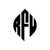 rfv cirkelbokstavslogotypdesign med cirkel och ellipsform. rfv ellipsbokstäver med typografisk stil. de tre initialerna bildar en cirkellogotyp. rfv cirkel emblem abstrakt monogram brev märke vektor. vektor