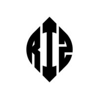 riz cirkel bokstavslogotyp design med cirkel och ellipsform. riz ellips bokstäver med typografisk stil. de tre initialerna bildar en cirkellogotyp. riz cirkel emblem abstrakt monogram brev märke vektor. vektor