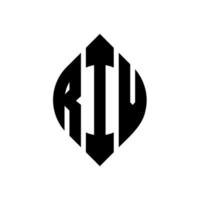 riv cirkel bokstavslogotyp design med cirkel och ellipsform. riv ellips bokstäver med typografisk stil. de tre initialerna bildar en cirkellogotyp. riv cirkel emblem abstrakt monogram brev märke vektor. vektor