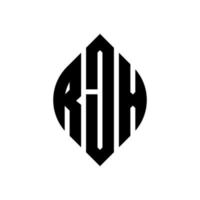 Rjx-Kreisbuchstaben-Logo-Design mit Kreis- und Ellipsenform. Rjx-Ellipsenbuchstaben mit typografischem Stil. Die drei Initialen bilden ein Kreislogo. rjx-Kreis-Emblem abstrakter Monogramm-Buchstaben-Markierungsvektor. vektor