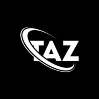 taz logotyp. taz brev. taz brev logotyp design. initialer taz logotyp länkad med cirkel och versaler monogram logotyp. taz typografi för teknik, företag och fastighetsmärke. vektor