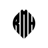 rmh-Kreis-Buchstaben-Logo-Design mit Kreis- und Ellipsenform. rmh Ellipsenbuchstaben mit typografischem Stil. Die drei Initialen bilden ein Kreislogo. rmh-Kreis-Emblem abstrakter Monogramm-Buchstaben-Markierungsvektor. vektor