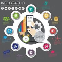 Infografik Designvorlage und Geschäftskonzept mit 4 Optionen, Teilen, Schritten oder Prozessen. Kann für Workflow-Layout, Diagramm, Nummernoptionen und Webdesign verwendet werden. vektor