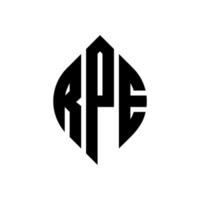 rpe-Kreis-Buchstaben-Logo-Design mit Kreis- und Ellipsenform. Ellipsenbuchstaben mit typografischem Stil. Die drei Initialen bilden ein Kreislogo. RPE-Kreis-Emblem abstrakter Monogramm-Buchstaben-Markierungsvektor. vektor