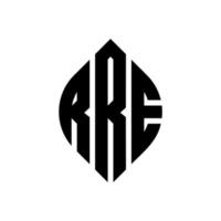 rre-Kreis-Buchstaben-Logo-Design mit Kreis- und Ellipsenform. rre Ellipsenbuchstaben mit typografischem Stil. Die drei Initialen bilden ein Kreislogo. rre Kreisemblem abstrakter Monogramm-Buchstabenmarkierungsvektor. vektor