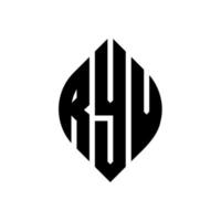 ryv cirkel bokstavslogotyp design med cirkel och ellipsform. ryv ellipsbokstäver med typografisk stil. de tre initialerna bildar en cirkellogotyp. ryv cirkel emblem abstrakt monogram brev märke vektor. vektor