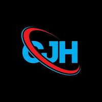 cjh-Logo. cjh-Brief. cjh-Buchstaben-Logo-Design. cjh-Logo mit den Initialen, verbunden mit einem Kreis und einem Monogramm-Logo in Großbuchstaben. cjh typografie für technologie-, geschäfts- und immobilienmarke. vektor