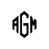 agm brev logotyp design med polygon form. agm polygon och kubform logotypdesign. agm hexagon vektor logotyp mall vita och svarta färger. agm monogram, affärs- och fastighetslogotyp.