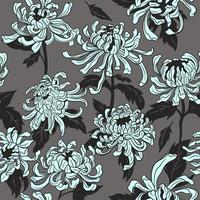Nahtloses Muster mit Chrysanthemenblüten und -blättern. Vektorgrafiken. vektor