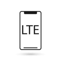 flache Designikone des Mobiltelefons mit lte-Kommunikationstechnologiesymbol vektor