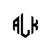 alk-Buchstaben-Logo-Design mit Polygonform. Alk-Polygon- und Würfelform-Logo-Design. alk Sechseck-Vektor-Logo-Vorlage in weißen und schwarzen Farben. Alk-Monogramm, Geschäfts- und Immobilienlogo. vektor