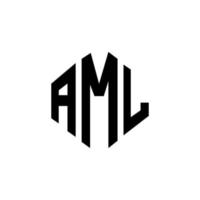 aml brev logotyp design med polygon form. aml polygon och kubform logotypdesign. aml hexagon vektor logotyp mall vita och svarta färger. aml monogram, affärs- och fastighetslogotyp.