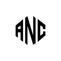 anc bokstav logotyp design med polygon form. anc polygon och kubform logotypdesign. anc hexagon vektor logotyp mall vita och svarta färger. anc monogram, affärs- och fastighetslogotyp.