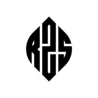 rzs-Kreisbuchstaben-Logo-Design mit Kreis- und Ellipsenform. rzs Ellipsenbuchstaben mit typografischem Stil. Die drei Initialen bilden ein Kreislogo. rzs-Kreis-Emblem abstrakter Monogramm-Buchstaben-Markierungsvektor. vektor