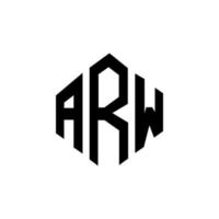 arw letter logotyp design med polygon form. arw polygon och kub form logotyp design. arw hexagon vektor logotyp mall vita och svarta färger. arw monogram, affärs- och fastighetslogotyp.