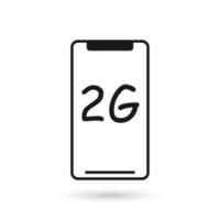 Handy-flaches Design-Symbol mit 2g-Kommunikationstechnologie-Symbol
