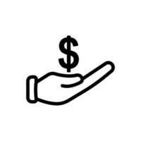 Handsymbol mit Dollar. geeignet für unternehmerikone, geschäft. Liniensymbolstil. einfaches Design editierbar vektor