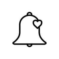 Glockensymbol mit Herz. Symbol im Zusammenhang mit Hochzeit. Liniensymbolstil. einfaches Design editierbar vektor