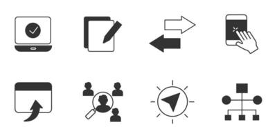 Design-Icons für die Benutzererfahrung festgelegt. User Experience Design Pack Symbolvektorelemente für Infografik-Web vektor