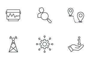 rfid - Radiofrequenz-Identifikationssymbole gesetzt. rfid - Hochfrequenz-Identifikationspaketsymbol-Vektorelemente für Infografik-Web vektor