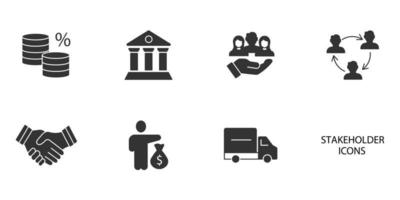 Beziehung der Stakeholder-Icons gesetzt. Beziehung der Stakeholder Pack Symbol Vektorelemente für das Infografik-Web vektor