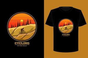 cykla i kullarna retro vintage t-shirt design vektor