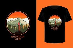 Retro-Vintage-T-Shirt-Design mit Bergblick vektor