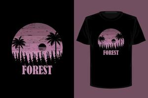 skog retro vintage t-shirt design vektor