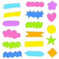 haftnotiz washi tape post it wort rede comic blase zerrissen gekritzel flach papier aufkleber schatten magnet japanisches papier bunt abstrakt form muster sammelalbum neon vektor karte notiz set illustration