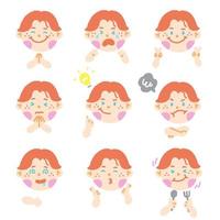 süßer schottischer irischer junge rote haare blaue grüne auge kinder kind kinder schule unterschiedlicher ausdruck emotion emotional emoticon hand gekritzel charakter gefühle gesichter sammlung set symbol vektorillustration vektor