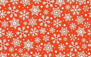 weiße Schneeflocken auf rotem Hintergrund. Vektornahtloses Muster für kontinuierliche Replikation. weihnachten fallende schneeflocke auf rotem hintergrund. konzept des winterurlaubs. vektor
