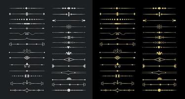 guld och silver avdelare. vektor blommiga linjer