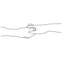 das Konzept von zwei Händen, die versuchen zu helfen, zu erreichen oder zu berühren und zu beten. Kleine Kinderhand versucht, nach der großen Hand des Mannes zu greifen. Händedruck der Freundschaftsunterstützung isoliert auf weißem Hintergrund vektor
